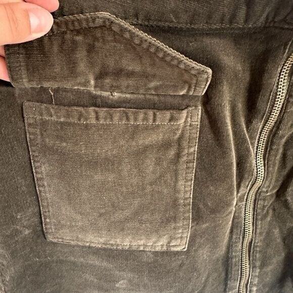 Vince Camuto Womens Olive Corduroy A-Line Skirt Size 12P Zip Pocket Fall - Picture 4 of 13